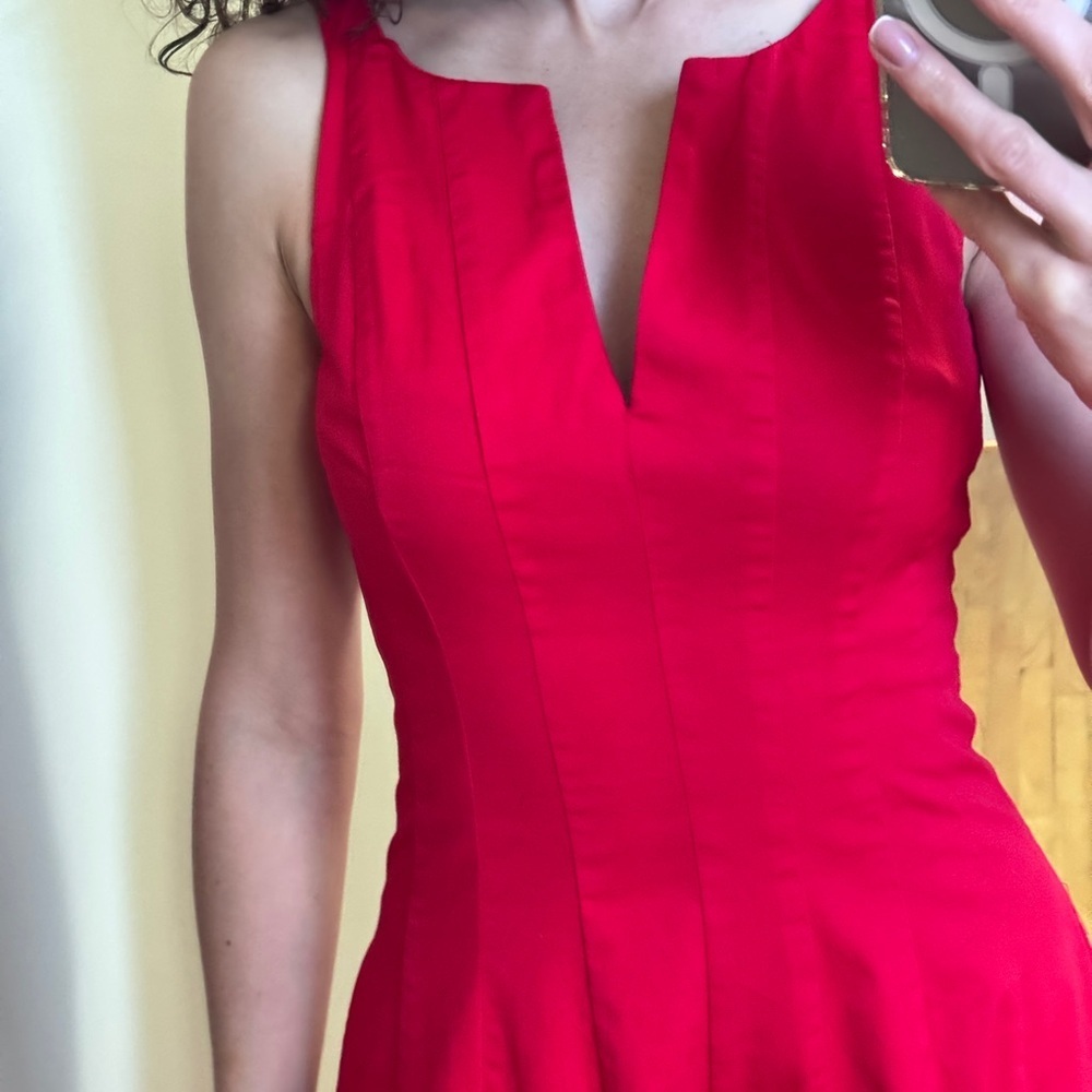 AQUA  Red Paneled Midi Dress in XS Size - Picture 3 of 11